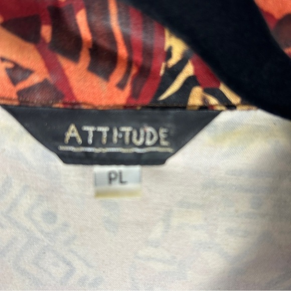 Attitude Artsy Aztec Button Front Embellished Jacket Large Petite Brown Orange - Picture 5 of 12